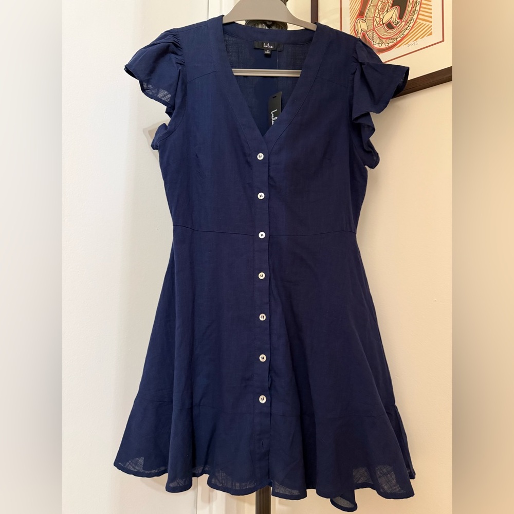 Lulu navy blue dress-  lined cotton